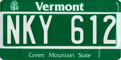 VT license plate NKY612