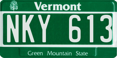 VT license plate NKY613