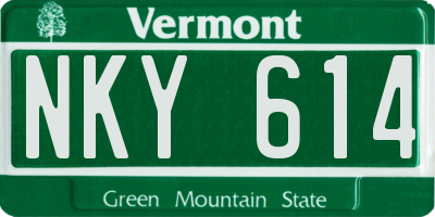 VT license plate NKY614