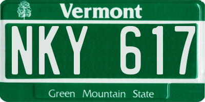 VT license plate NKY617
