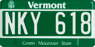 VT license plate NKY618
