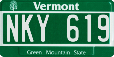 VT license plate NKY619