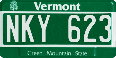 VT license plate NKY623