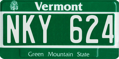 VT license plate NKY624