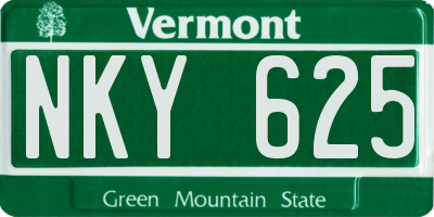 VT license plate NKY625