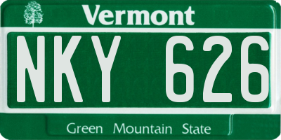 VT license plate NKY626