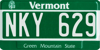 VT license plate NKY629