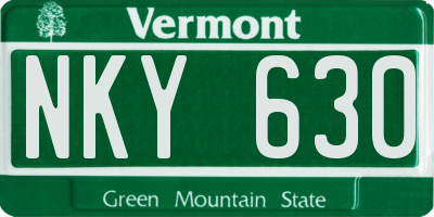 VT license plate NKY630