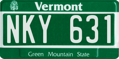 VT license plate NKY631