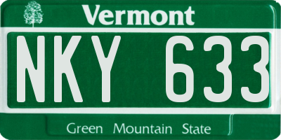 VT license plate NKY633