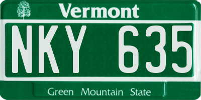 VT license plate NKY635