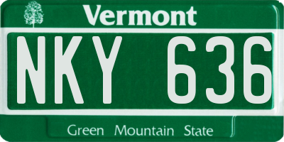 VT license plate NKY636