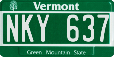 VT license plate NKY637
