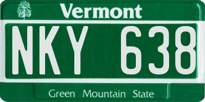 VT license plate NKY638