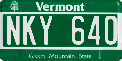 VT license plate NKY640
