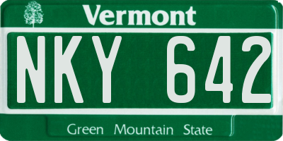 VT license plate NKY642