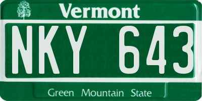 VT license plate NKY643