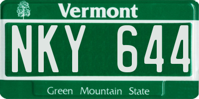 VT license plate NKY644