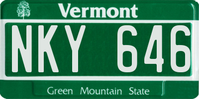 VT license plate NKY646