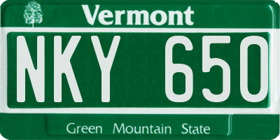 VT license plate NKY650