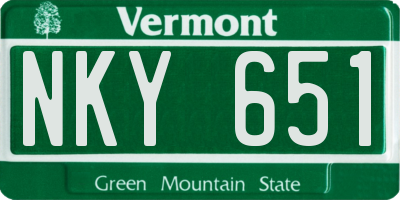 VT license plate NKY651