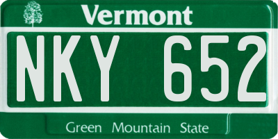 VT license plate NKY652