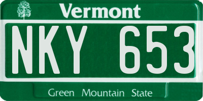VT license plate NKY653