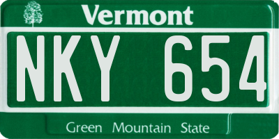 VT license plate NKY654