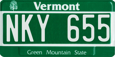 VT license plate NKY655