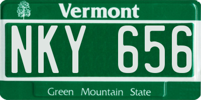 VT license plate NKY656