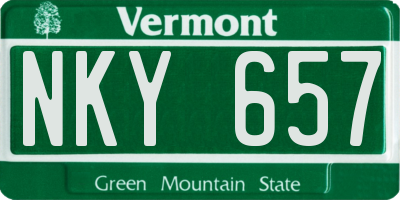 VT license plate NKY657
