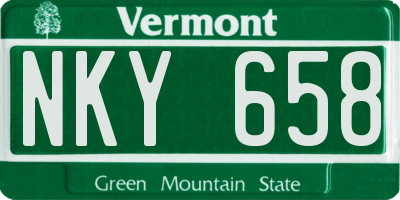 VT license plate NKY658