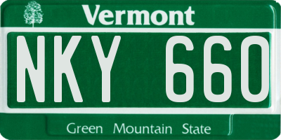 VT license plate NKY660