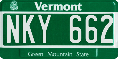 VT license plate NKY662