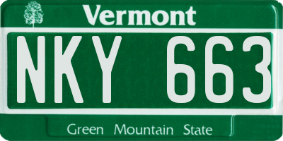 VT license plate NKY663