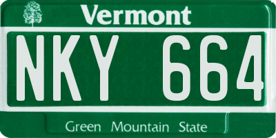 VT license plate NKY664
