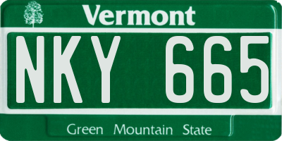VT license plate NKY665