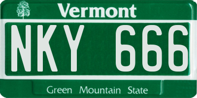 VT license plate NKY666