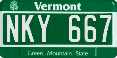 VT license plate NKY667