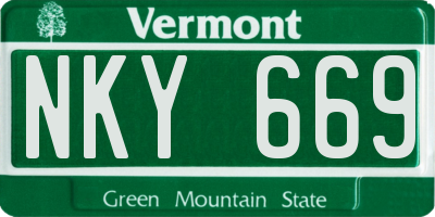 VT license plate NKY669