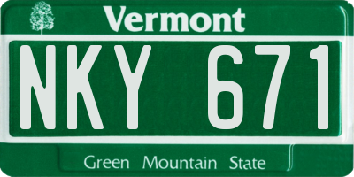 VT license plate NKY671