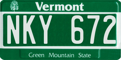 VT license plate NKY672