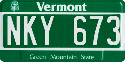 VT license plate NKY673