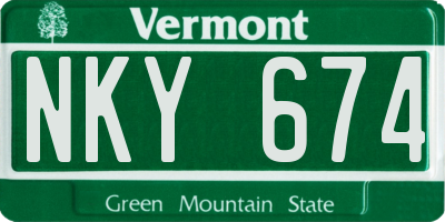 VT license plate NKY674