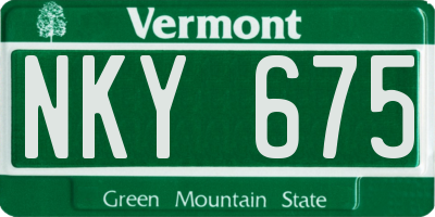 VT license plate NKY675