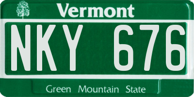 VT license plate NKY676