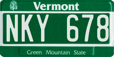 VT license plate NKY678