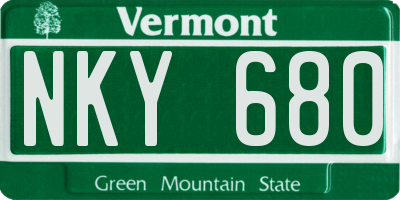 VT license plate NKY680