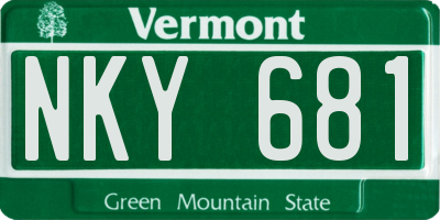 VT license plate NKY681