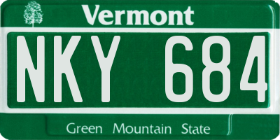 VT license plate NKY684